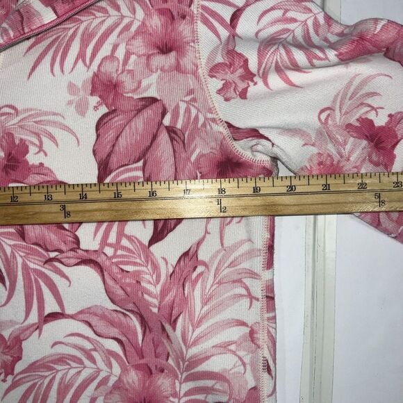 Tommy Bahama Pink Tropical Floral 1/4 Zip Up Pullover Jacket Women's Size Small - Picture 5 of 7